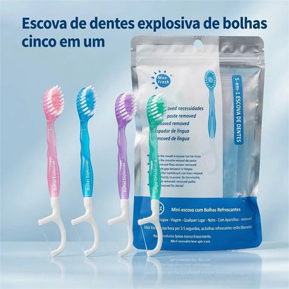 Escova Descartável 5 em 1 - bolhas de pasta, cinco em um
