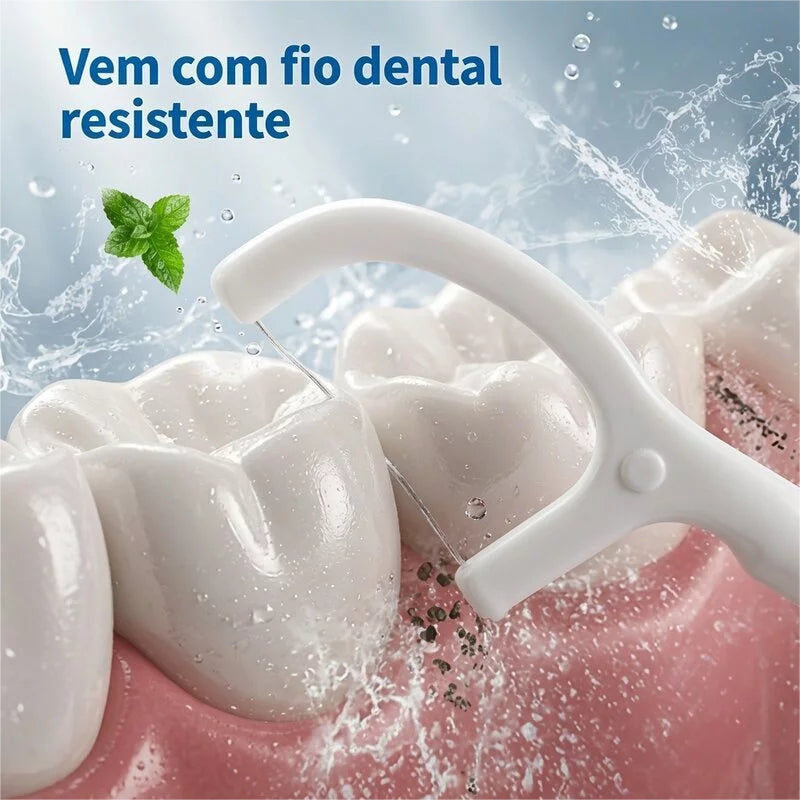 Escova Descartável 5 em 1 - vem com fio dental resistente