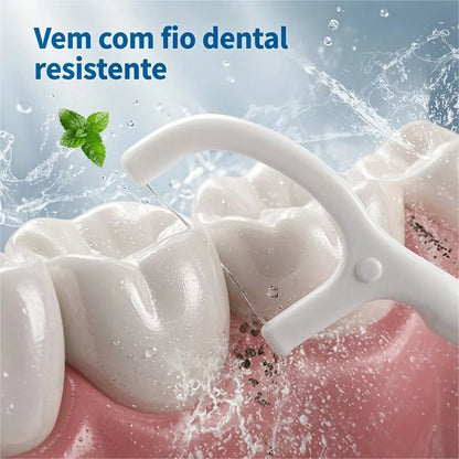 Escova Descartável 5 em 1 - vem com fio dental resistente